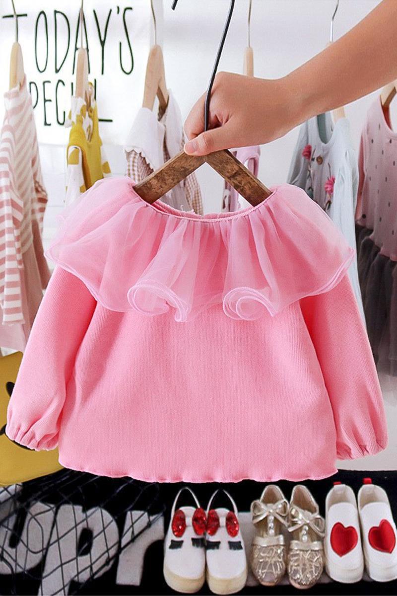 여아 니트 가디건 봄, 가을 스타일  인형 칼라 탑 한 살짜리  세련된 유행 공주 가을 코트