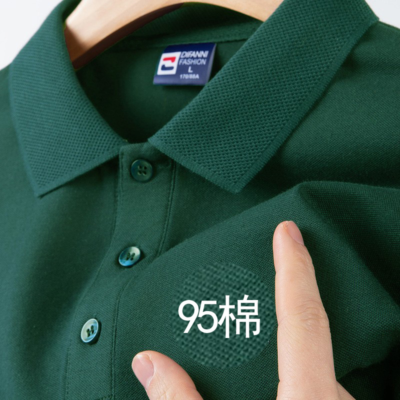 High-end cotton polo shirt custom printed logo short-sleeved T-shirt men's work clothes group lapel cultural shirt embroidered word