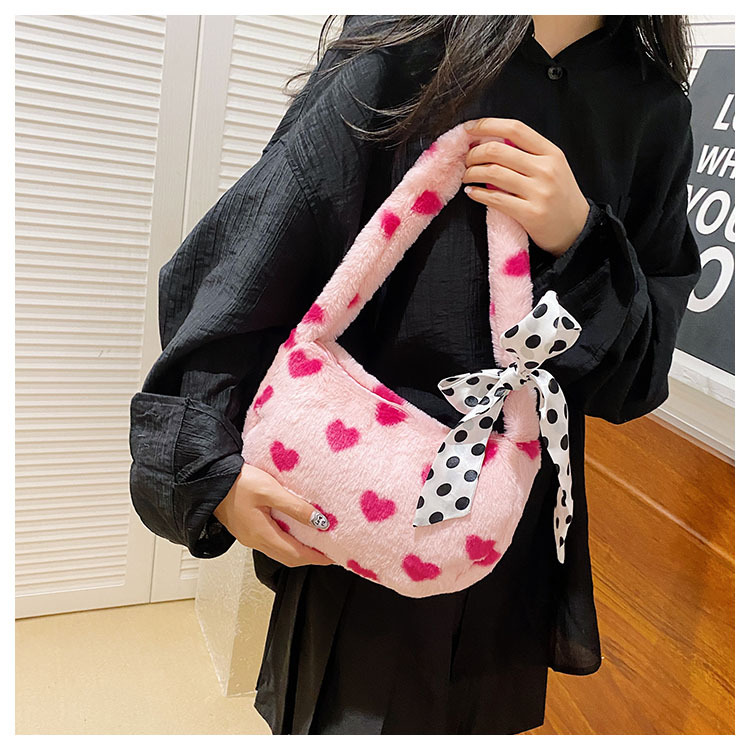 Women's Small Summer Velvet Flower Classic Style Pillow Shape Zipper Shoulder Bag display picture 4