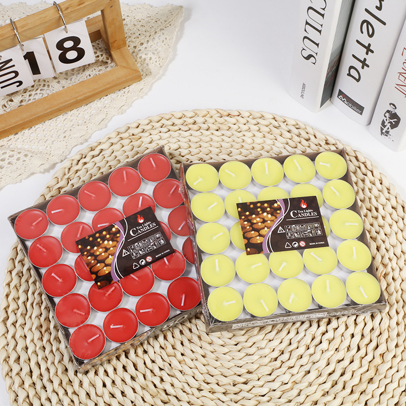 Té libre de humo de cera 2 horas 50 piezas aislamiento térmico calefacción té pequeña vela Hotel propuesta KTV placa redonda calefacción