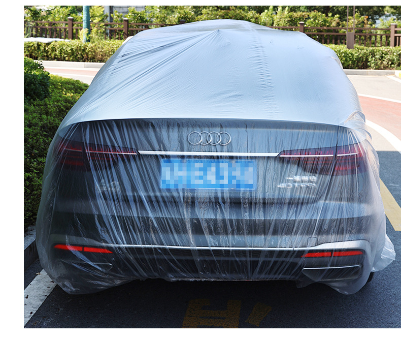 Car Disposable Car Cover Full Transparent Plastic Film Protective Car Cover Dust-proof Car Maintenance Disposable Car Cover