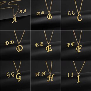 European and American cross-border fashion personalized 26-letter stainless steel color-preserving pendant necklace and earrings set