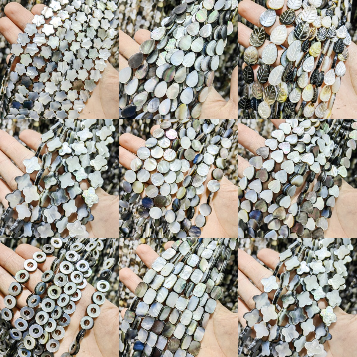 Concha natural mariposa negro Corazón de cinco estrellas forma geométrica cuentas sueltas semiacabados DIY Shell accesorios de joyería