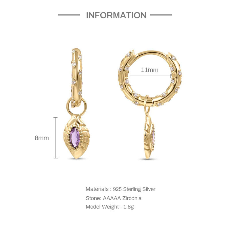 Fashion Star Moon Sterling Silver Earrings Plating Zircon 925 Silver Earrings