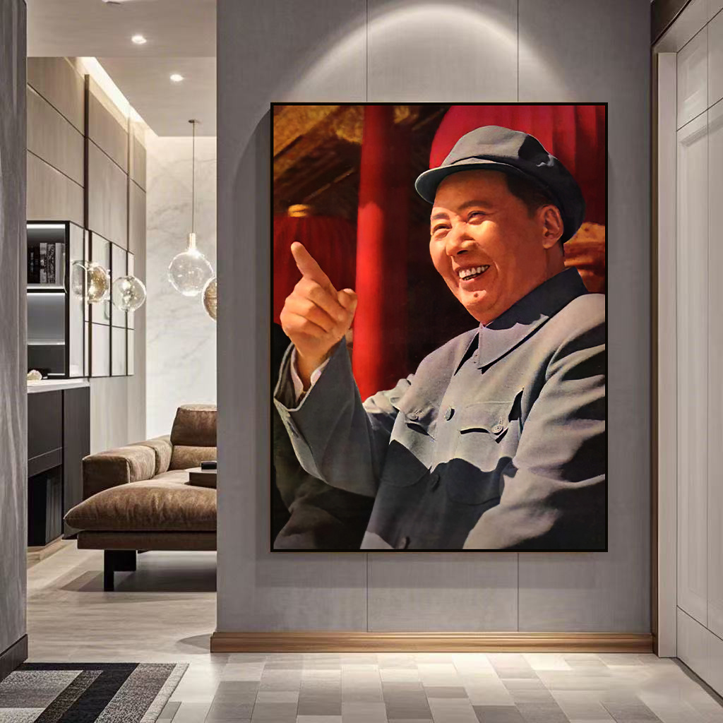 毛主席画像1957年检阅庆国庆挂画装饰画客厅玄关主席像画伟人头像