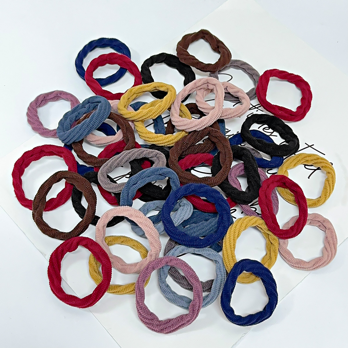 50 tiras de banda de goma de alta elasticidad, anillo de toalla sin costuras, estilo coreano, cuerda de cabeza simple y duradera, lazo para el cabello con cola de caballo alta