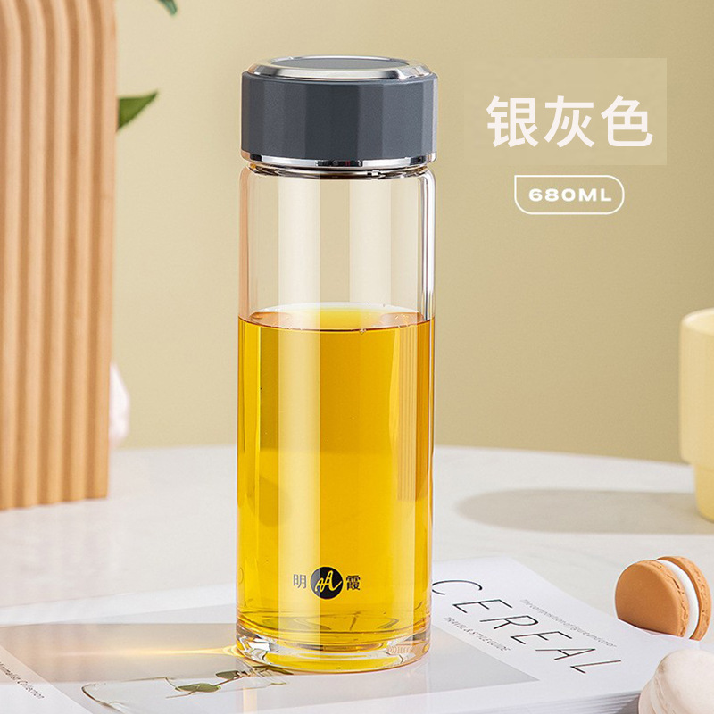 Mingxia ガラス二重層高ホウケイ酸塩増粘ティーカップメンズポータブル高価値オフィスウォーターカップ卸売カスタマイズ|undefined