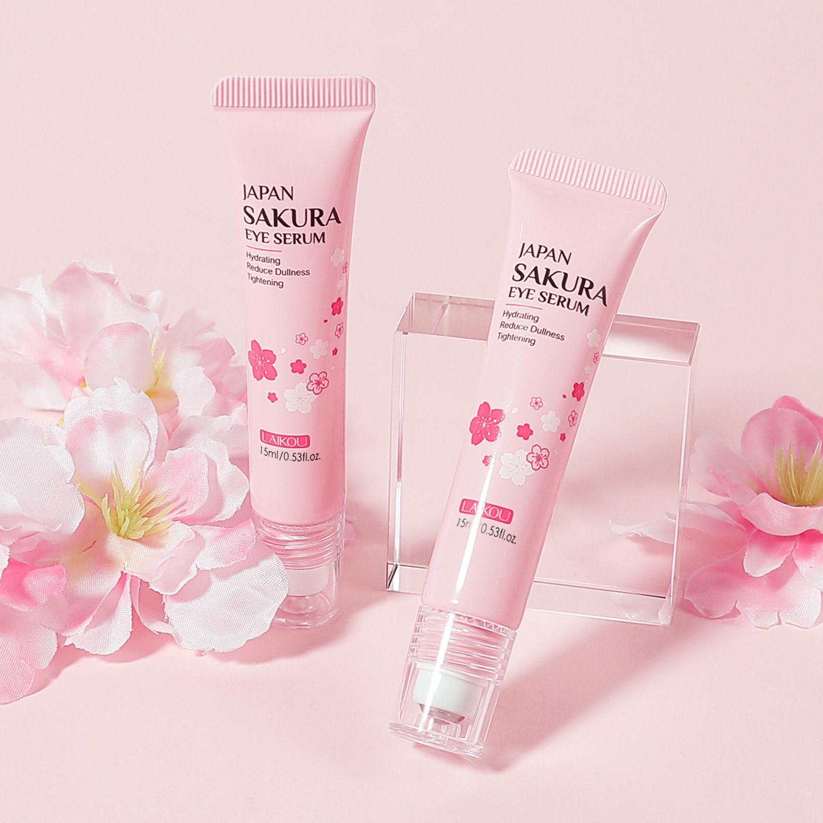 LAIKOU Cherry Blossom Eye Serum 15ml Roll-on Massage Eye Care Cream Moisturizing and Hydrating Skin Care Product undefined