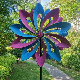 Foreign Trade European and American House Landscape Garden Decoration 360-Degree Rotating Colorful Iron Windmill Outdoor Courtyard Ornaments