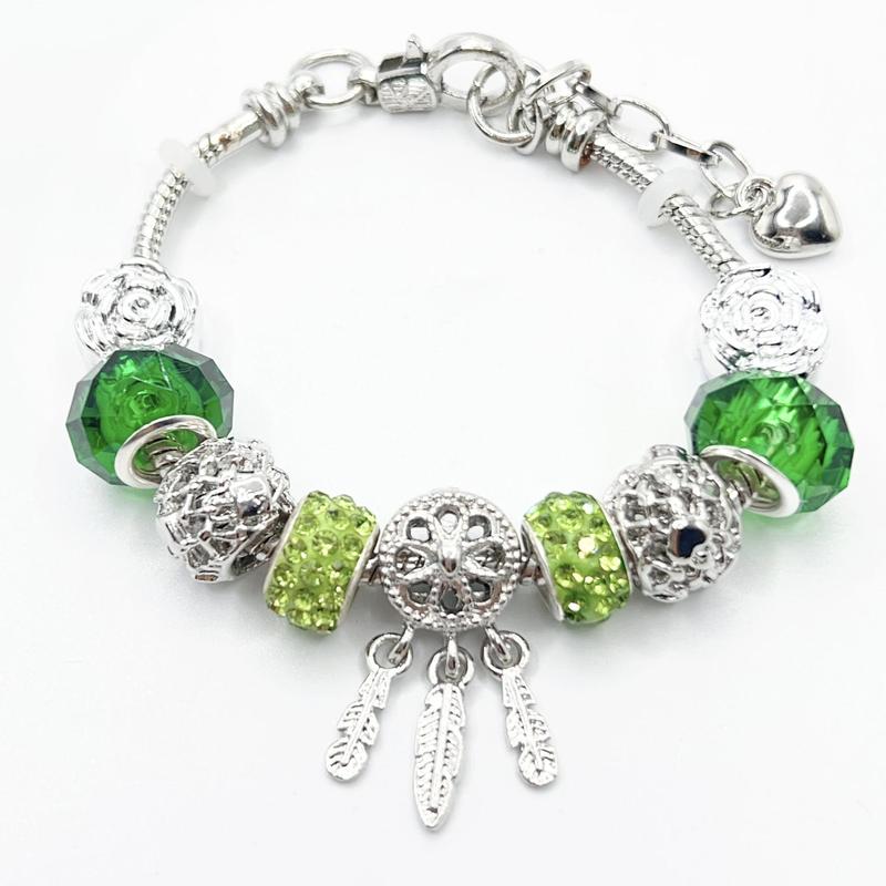 Panjia Cross-border Green Heart Lock Flower Dream Catcher Bracelet diy free size ins European and American Fashion All-match Accessories Jewelry Panjia Cross-border Green Heart Lock Flower Dream Catcher Bracelet diy free size ins European and American Fashion All-match Accessories Jewelry