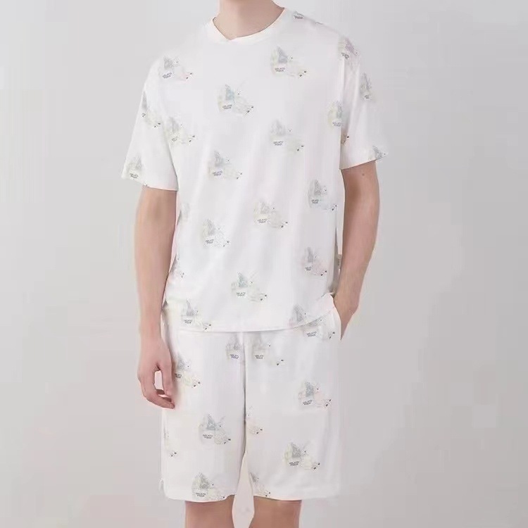 夏GP新型カップルパジャマ女性夏タイプ男性モーダルホッキョクグマ半袖半ズボン家庭服セット