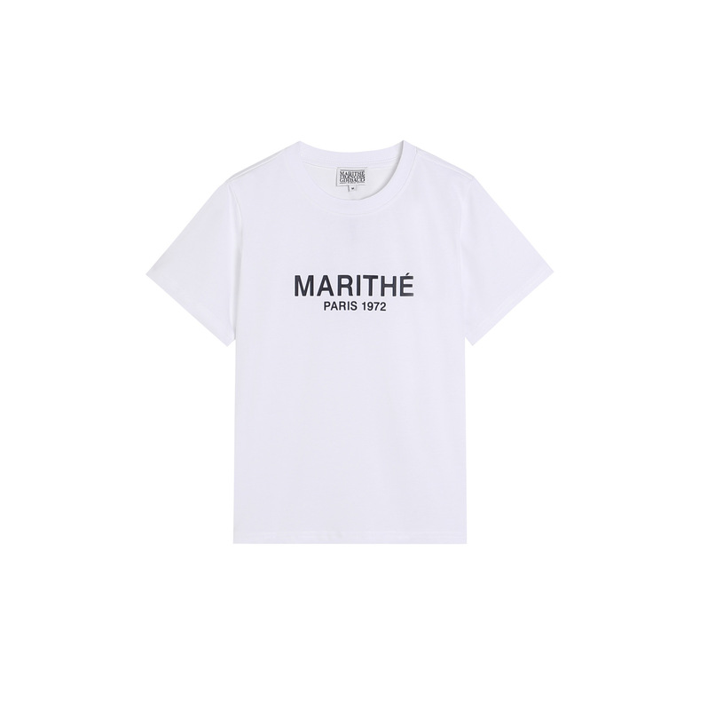现货韩国marithe短袖字母印花圆领T恤女短款上衣jennie车静媛同款|undefined