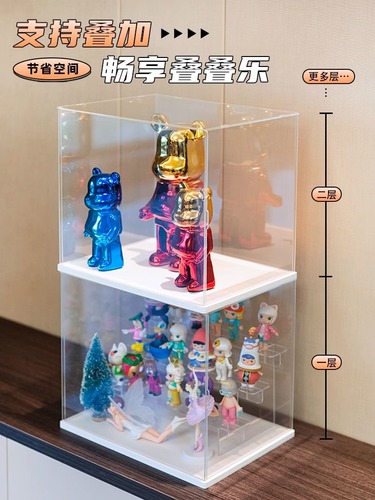 Openable multi-size blind box display stand figure Bubble Mart dustproof display box transparent ladder storage rack