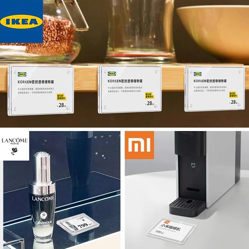 Acrílico transparente placa de precio de pared magnética precio de exhibición tarjeta de mesa de supermercado etiqueta de teléfono móvil pegatinas de refrigerador