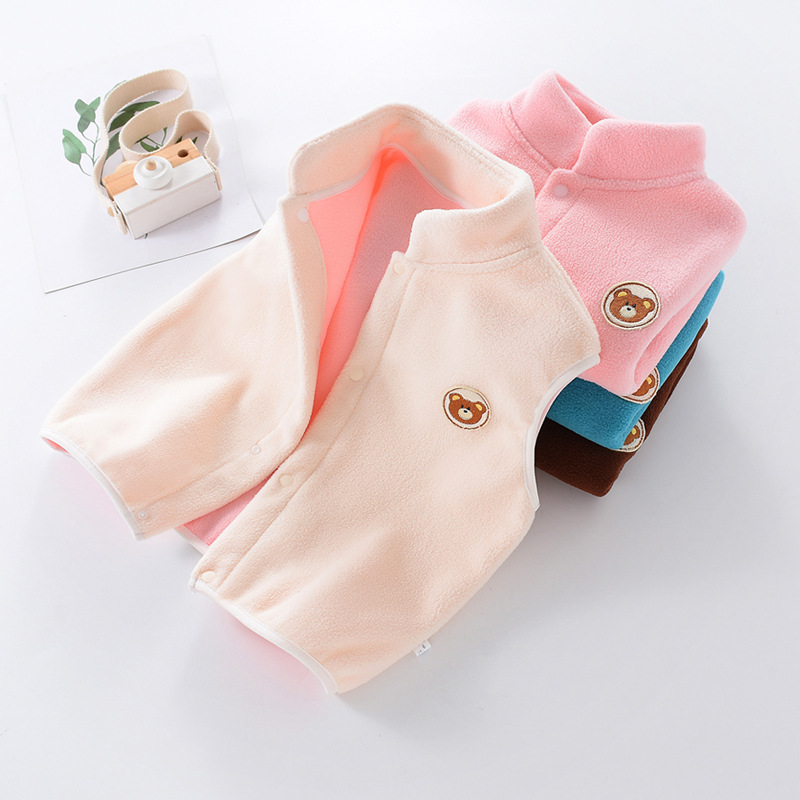 Chaleco de ropa exterior para niños primavera y otoño bebé Polar fleece warm fleece-forrado chaleco para niñas fuera capa superior