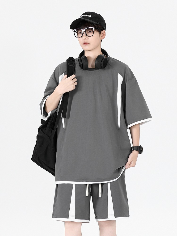 Fábrica directa puede personalizar logotipo impresión juvenil verano nuevo hombre suelto pantalones cortos de mangas cortas juego deportivo