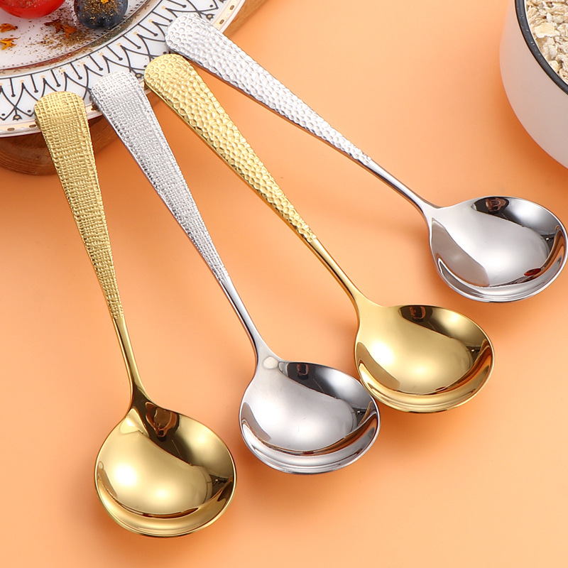 304 acero inoxidable red cuchara roja cuchara de tela martillo nuevo cuchara casera cuchara de comedor dulce sandía cuchara de cocina de cabeza redonda cuchara