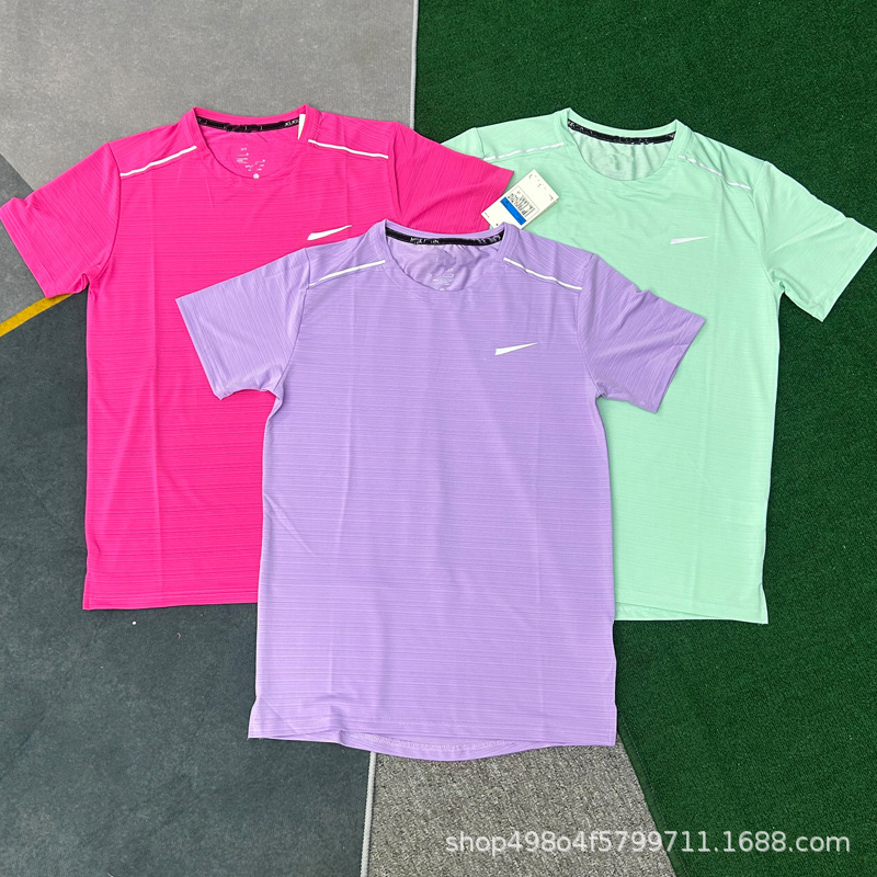 Foreign Trade Wholesale Sports Training Quick-Drying Track and Field Training Clothes Running Sports Short-Sleeved Sports Reflective Crystal Sports Clothing