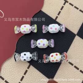 透明印花斜孔波点仿真糖果串珠 diy手机链包挂车挂钥匙扣饰品配件