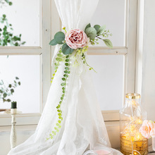 阿楹 法式窗帘捆绑带轻奢奶油风白纱帘绿植花点缀扎束带装饰扣环