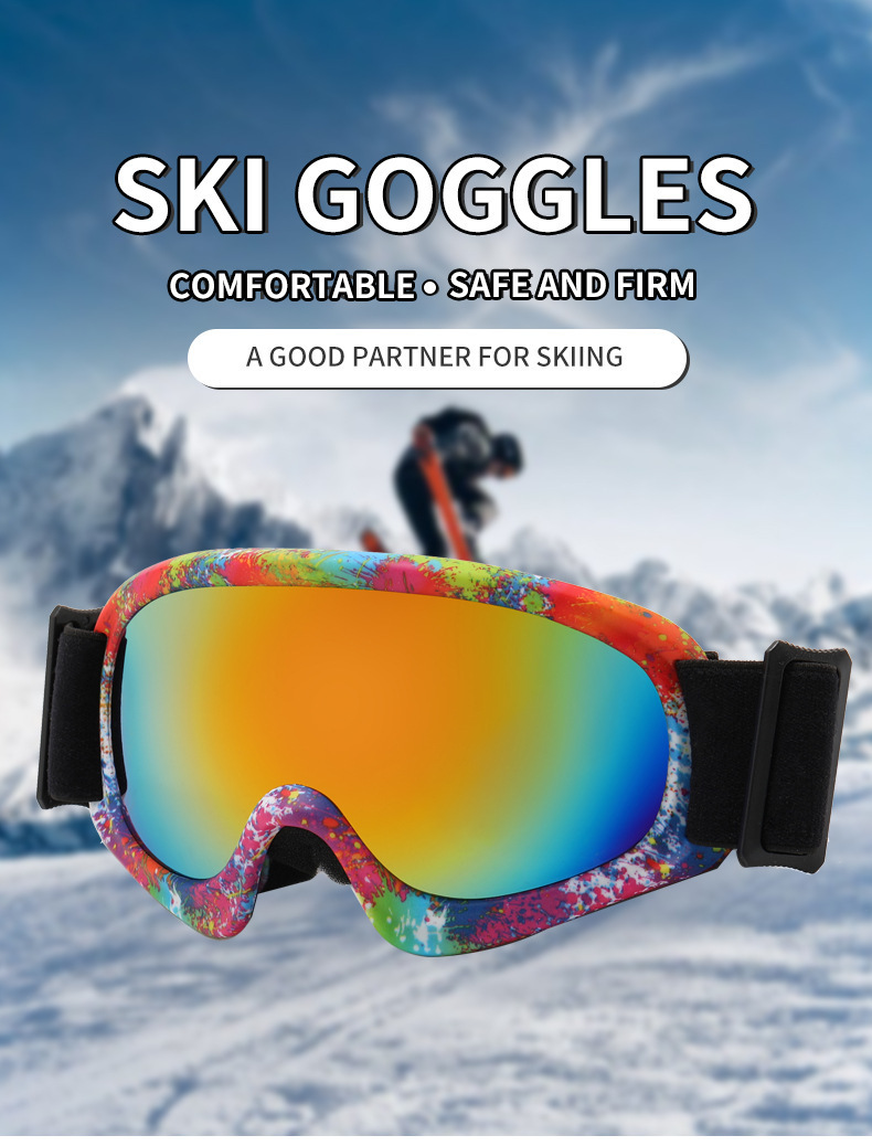 Yeni açık hava spor güneş gözlükleri, rüzgar geçirmez gözlükler, şık ve renkli çocuk kayak gözlükleri_voghion.com