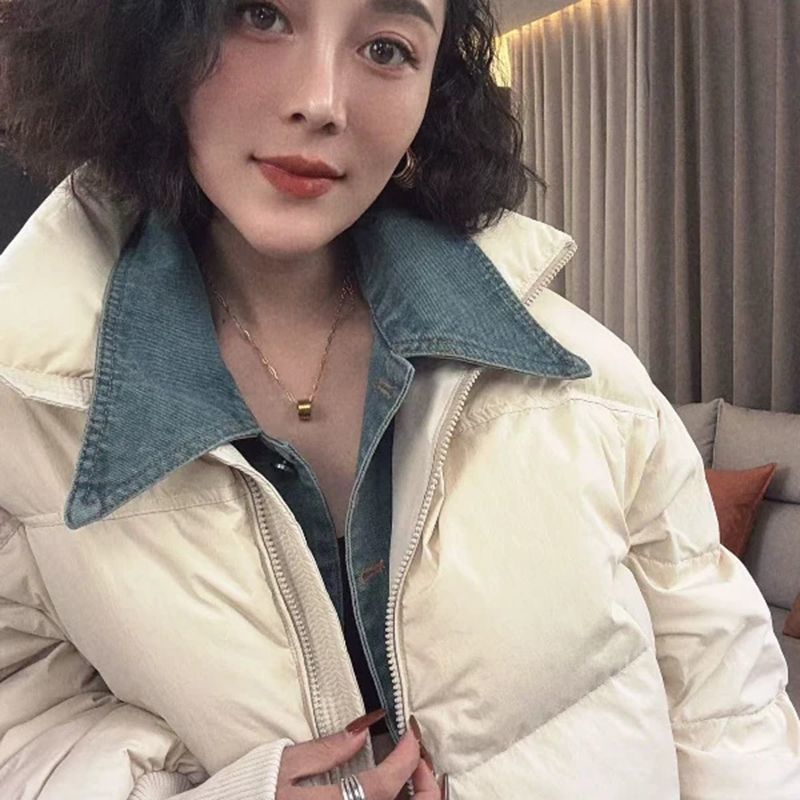 小个子欧货羽绒棉服纯色简约面包服2024秋冬季新短款休闲加厚外套