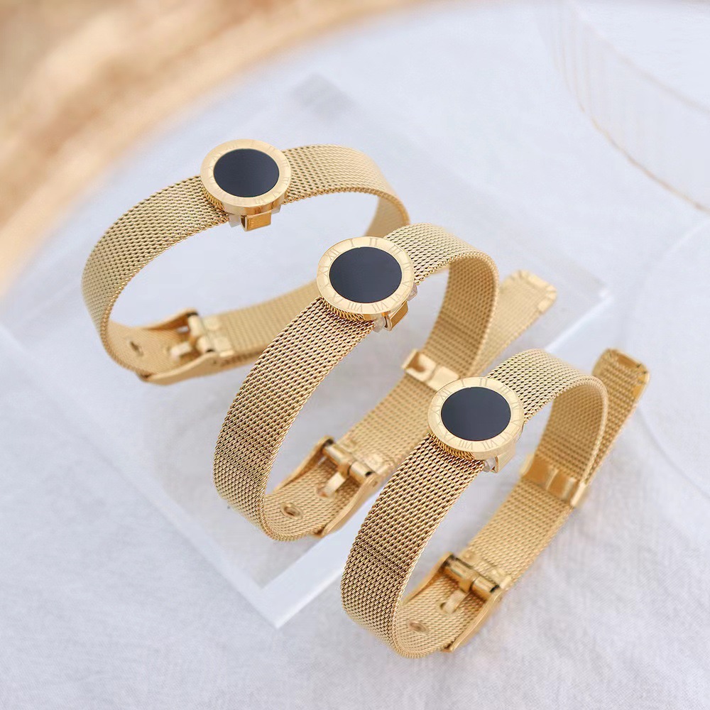 New European and American retro niche ins simple personality Roman numeral strap titanium steel cross-border wholesale bracelet jewelry women