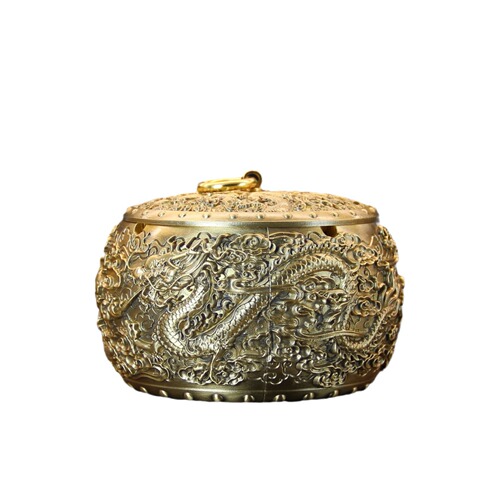 Relief home crafts ornaments pure brass with cover imitation fly ash ashtray office ashtray fashionable cigarette