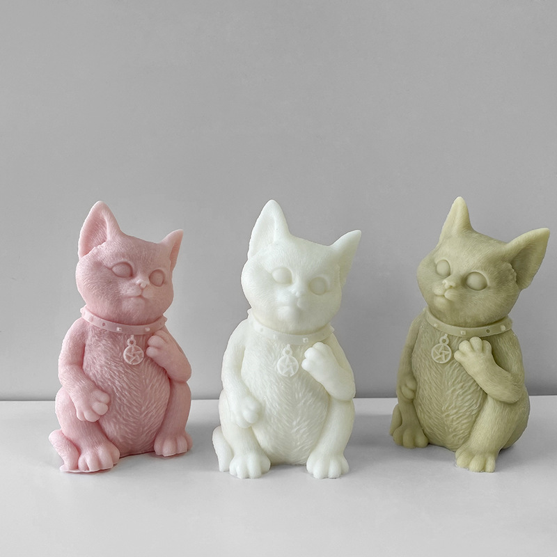 Jiahuimei silicona molde gatito aromaterapia vela molde DIY animal gatito hecho a mano jabón yeso epoxi herramienta abrasiva