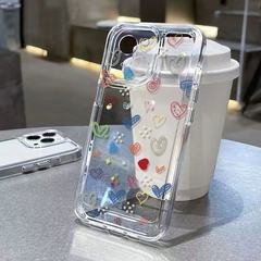 カラフルなハート柄のiPhone 17 Pro Max用スマホケース、耐衝撃、iPhone 16、透明、15、欧米風、14、フルカバー、13対応