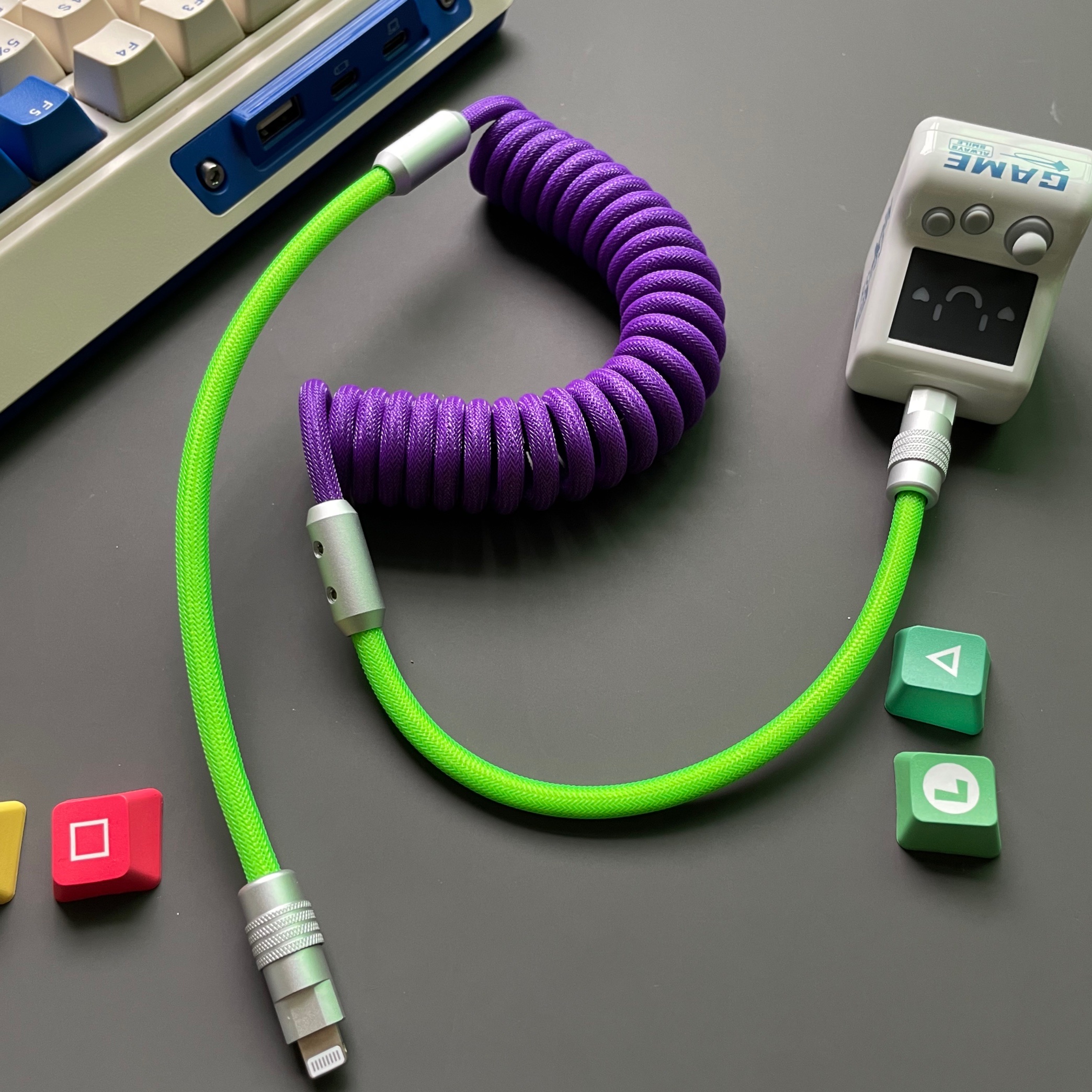 车载数据线120W渔网编织弹簧线PD27W超级快充typec伸缩车载充电线