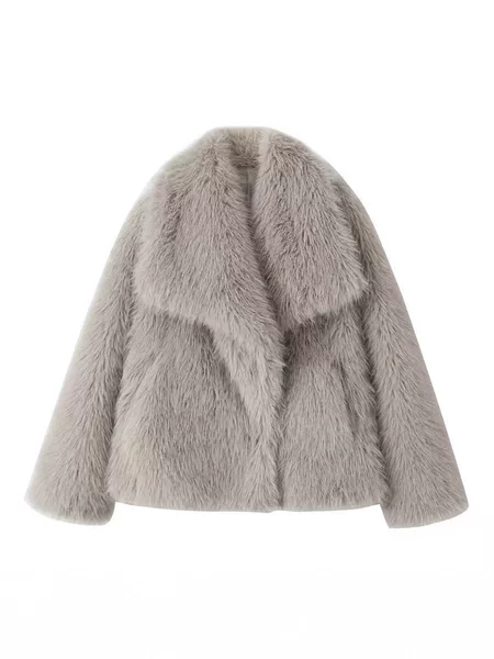 2026 New Women's Faux Fur Coat with Large Eco-Friendly Fur Collar, Fashionable Thickened Versatile British Style Coat