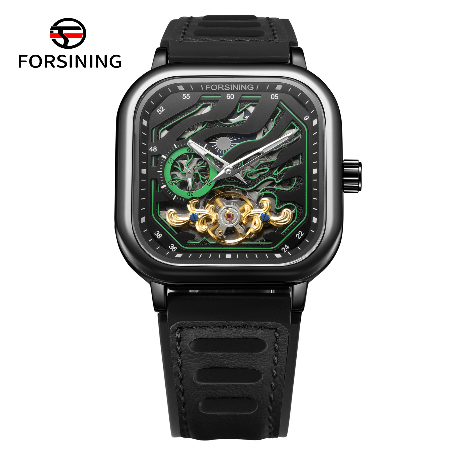 Automatic Mechanical Square Watch European Style Men’s Clock_voghion.com