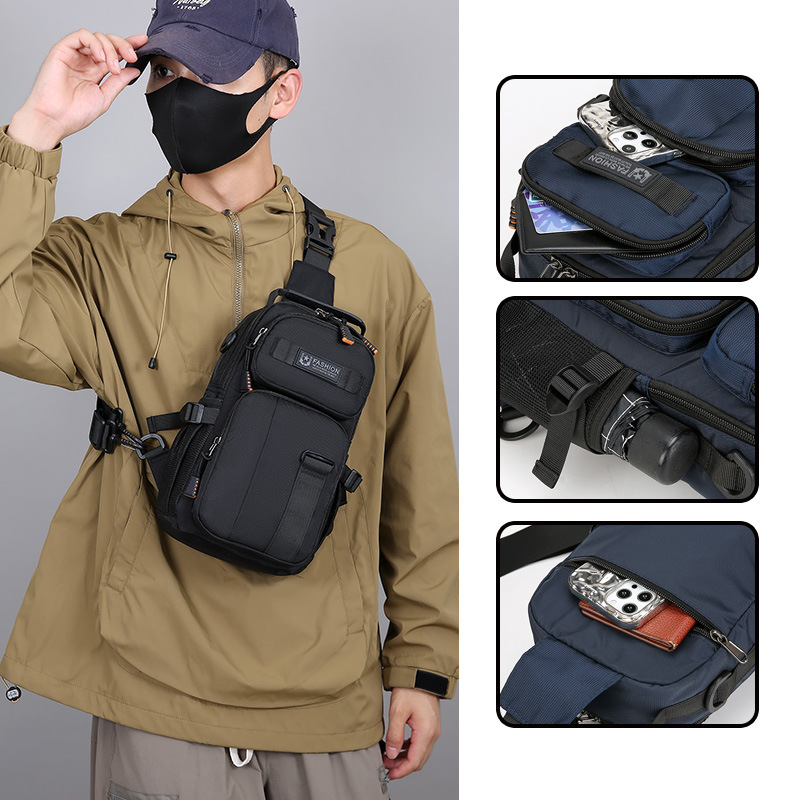 Nuevo bolso de pecho casual para hombres, función deportiva al aire libre, personalidad, mochila de hombro, mochila portátil de gran capacidad.