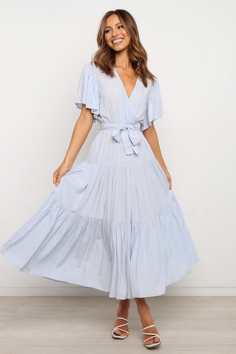 269g Weight Midi Dress Dress Length Type Short Sleeve Sleeve Length Princess Dress Dresses Type Regular Sleeve Sleeve Type Cotton, Polyester Fabric Type Mid Waist Waist Line Holiday, Daily, Selfie Occasion V Neck Neckline Regular Fit Fit Type Solid Color Pattern Summer Season Women's Gender Casual, Elegant, Streetwear Style Wholesale Women's Casual Elegant Streetwear Solid Color Holiday Daily Selfie V Neck Short Sleeve Princess Dress 41