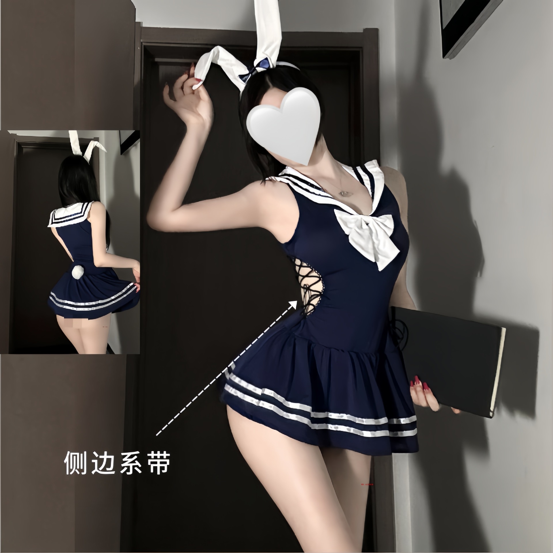 Sexy Sexy Nightgown Pure Desire Intimates Campus Bunny Girl Uniform Cos Uniform Female Strappy Jumpsuit Dress