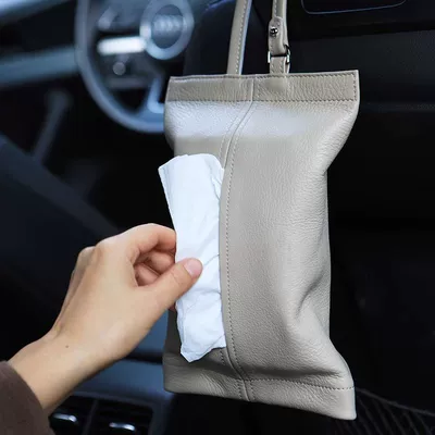 Car-Mounted High-End Tissue Box, Car tissue box/set - gray