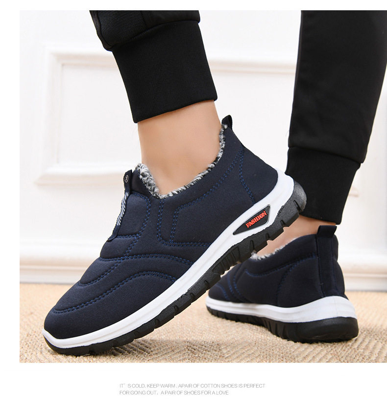 Giày vải bạt nam cổ thấp lót nhung giữ ấm, giày đi bộ đế bằng chống trượt — D09 nam cotton-màu xanh, D09 nam cotton-đen chi tiết 19