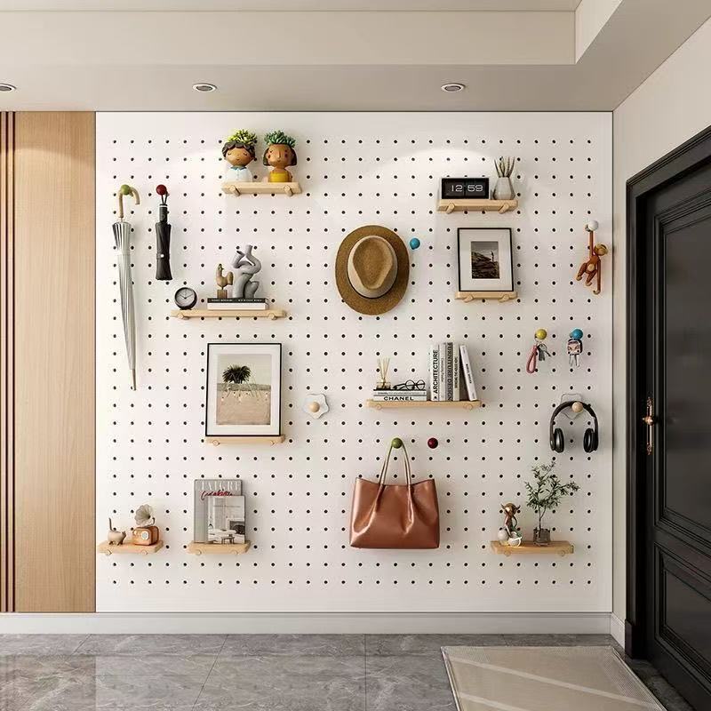 Solid Wood Hole Board Storage Rack Integrated Hallway Wall Storage Rack Coat Rack Nordic Wall Display Rack Solid Wood Hole Board Storage Rack Integrated Hallway Wall Storage Rack Coat Rack Nordic Wall Display Rack
