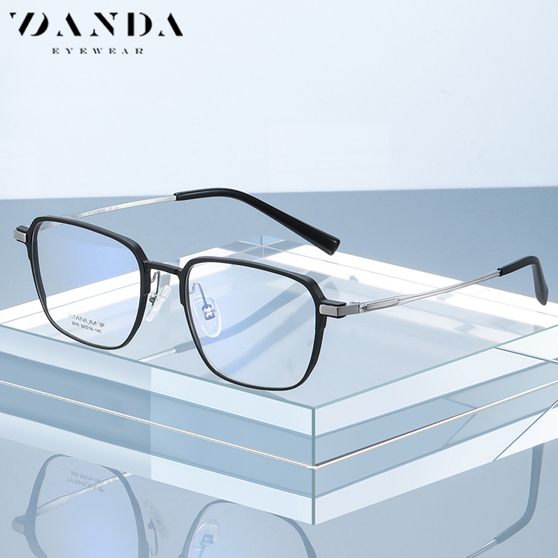 Nuevo marco de gafas de titanio puro YJ2010 marco de aluminio y magnesio marco cuadrado espejo plano bola de apertura se puede equipar con marco de gafas de miopía