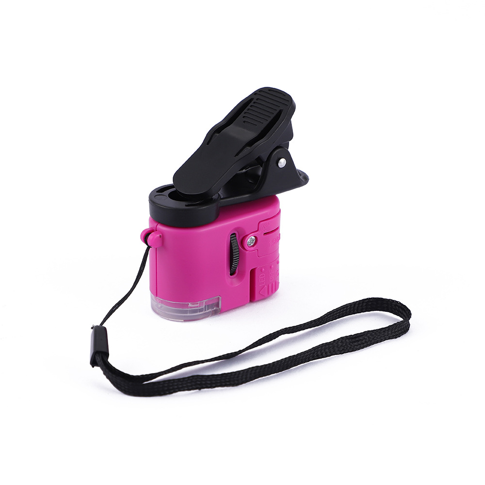 Children's Mini Microscope Portable Phone Clip Led Light Ultraviolet Light 60X Magnification Cross-Border Wholesale Supply Dropshipping
