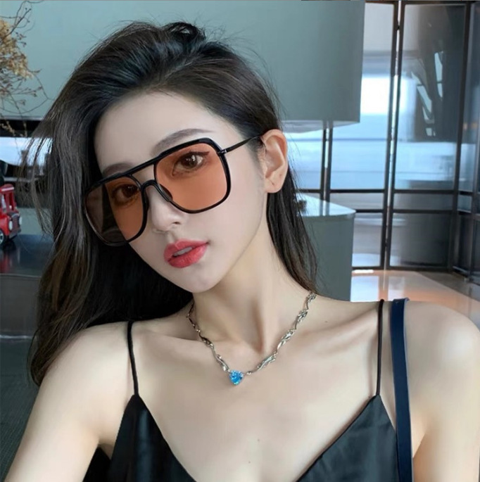 Ac, UV400 Protection Lens Material Square Glasses Style Hip-Hop Color Block Ac UV400 Protection Square Full Frame Women's Sunglasses
