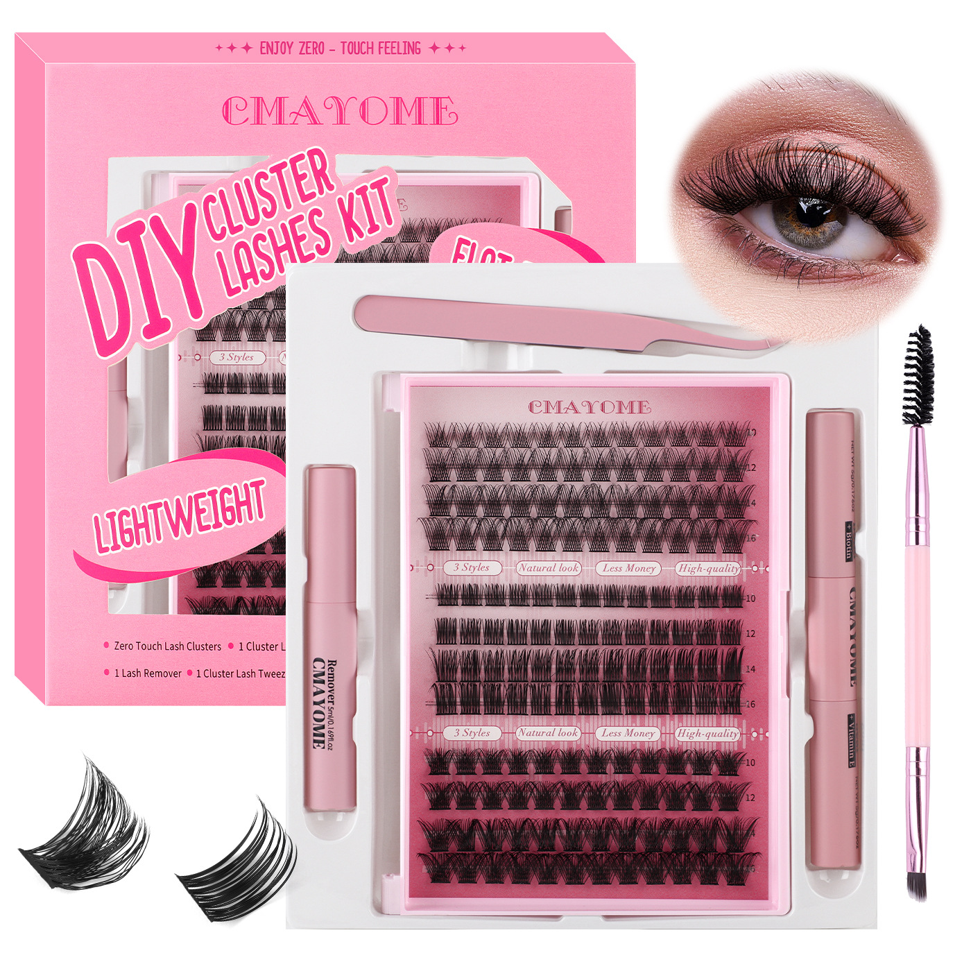 Cezhraničná nová sada 148 zhlukov zmiešaných C krivých umelých mihalníc, sada púdrových rias pre domácich majstrov, husté segmentované mihalnice s jedným zhlukom_voghion.com