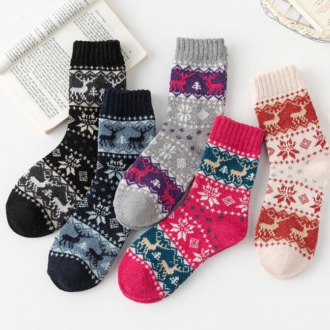 Amazon women's wool socks crew winter socks thick winter gift warm wool socks thick socks variety]]