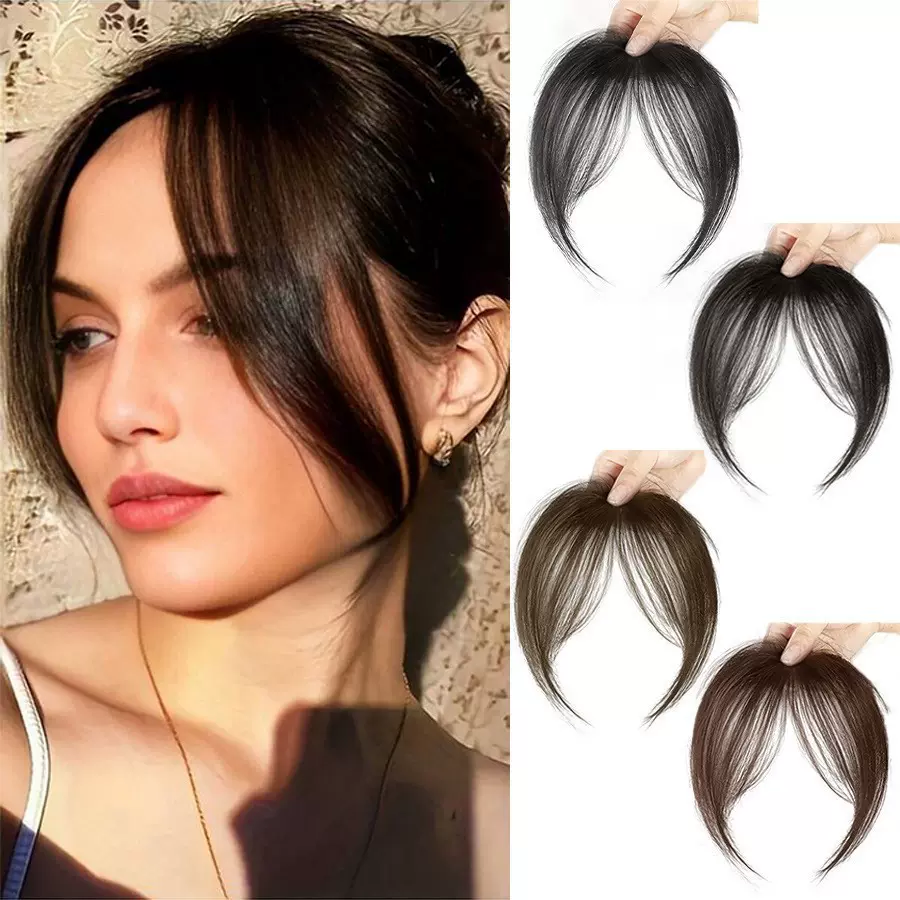 八字刘海发片女头顶补发增发量蓬松前额无痕修颜法式假刘海