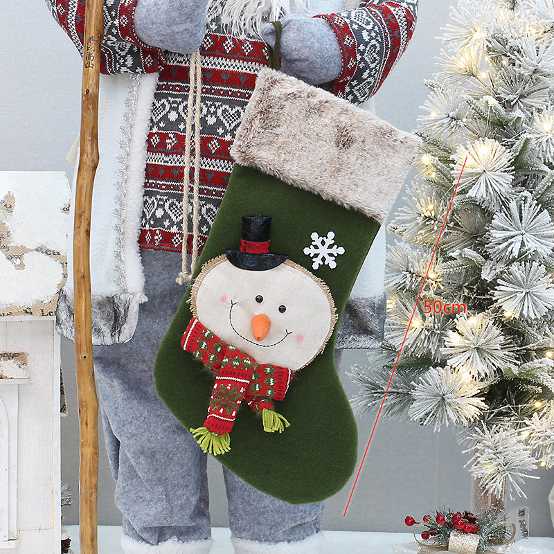 クリスマスの新商品の復古風19.7inクリスマスの靴下の長い毛の靴下の口の装飾の靴下のプレゼントの袋のキャンディーの袋は飾ります。|undefined