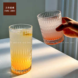 ins风浮雕玻璃水杯高颜值北欧复古雨滴纹咖啡杯家用牛奶啤酒杯子