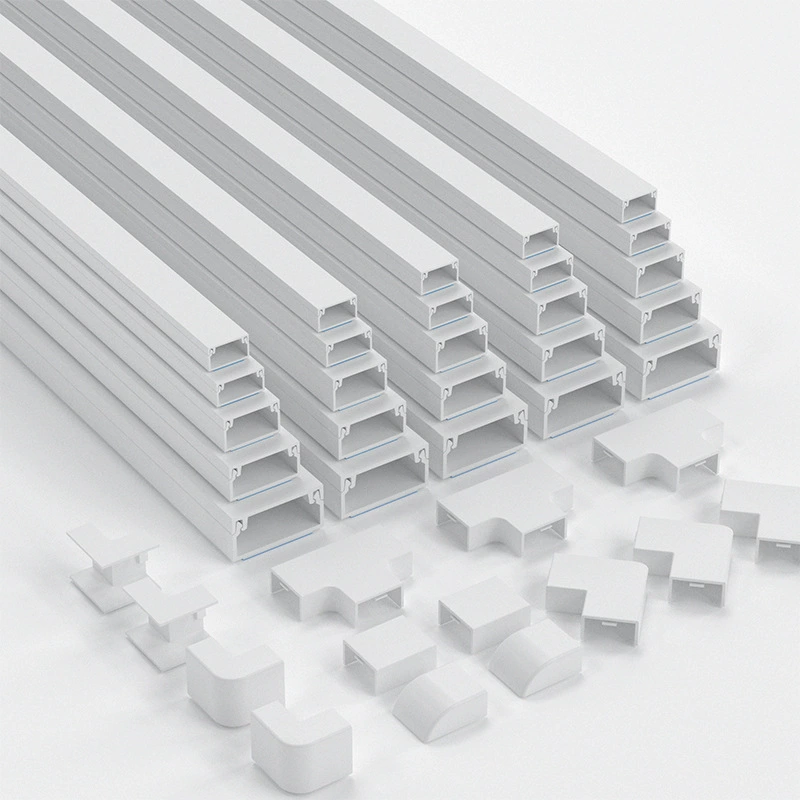 Комплект кабельных каналов из ПВХ для монтажа на поверхность, 8×15,7 дюйма, с дополнительными аксессуарами, белый, квадратный, для наружного применения