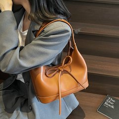 卸売-韓国版大容量ショルダーバッグレディース2025夏新作レッドリボントートバッグ通勤バッグ
