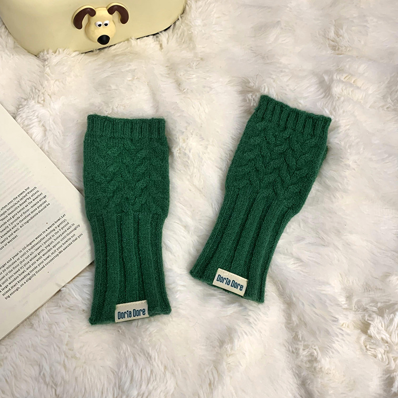 Guantes de medio dedo otoño y invierno nueva linda chica girando dedos de tela táctil tejido de lana mitad de muñeca caliente